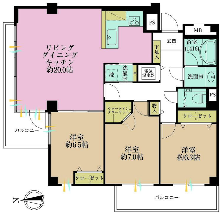 その他 3LDK、専有面積89.46m2、バルコニー面積13.53m2