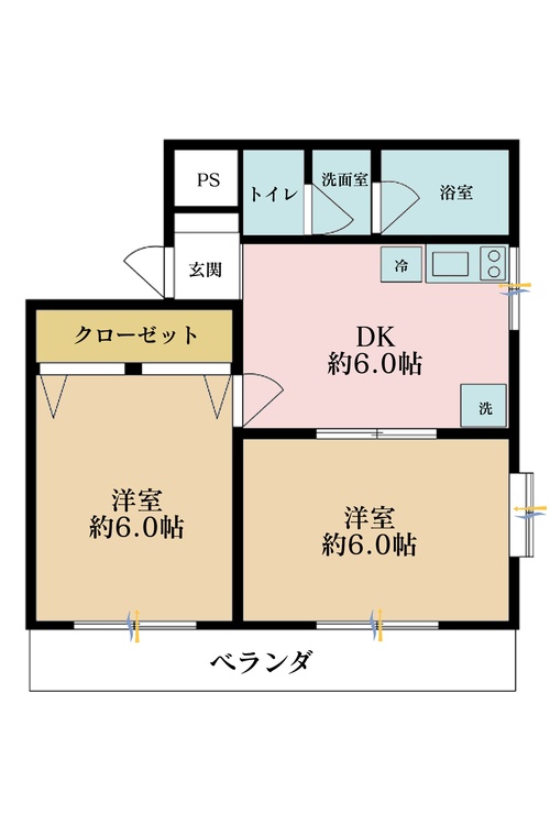その他 2DK、専有面積35.76m2
