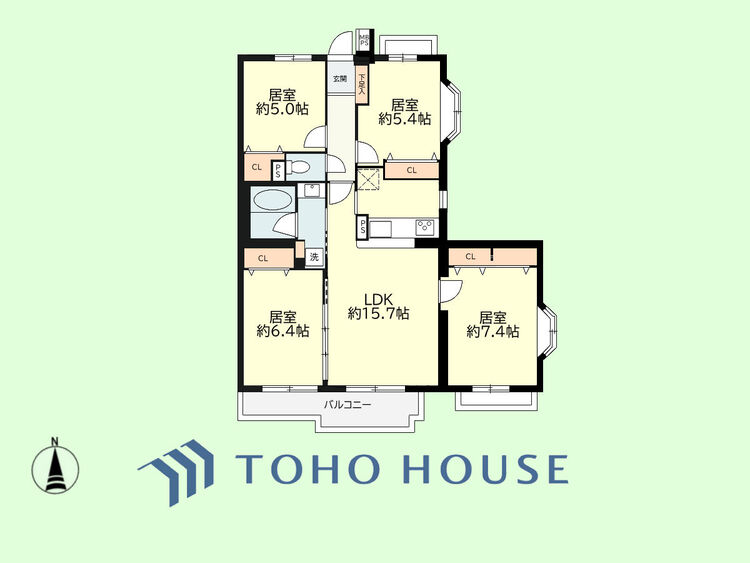 間取り 4LDK　専有面積83.12平米、バルコニー面積6.55平米