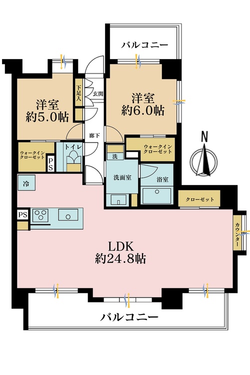 間取り 2LDK、価格1億3480万円、専有面積80.23m2