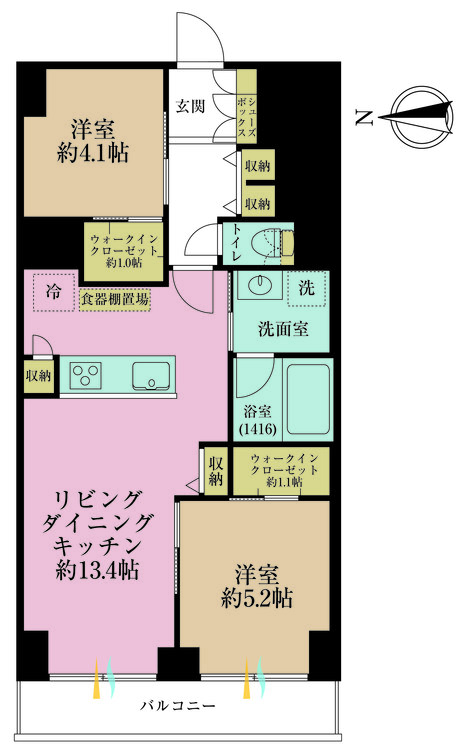 その他 2LDK、専有面積58.32m2、バルコニー面積5.94m2