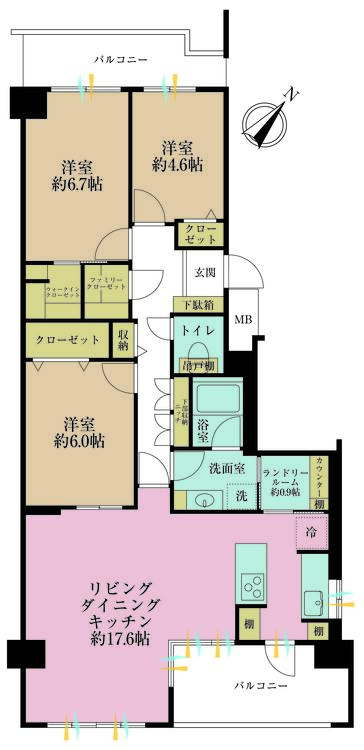 その他 3LDK、専有面積89.82m2、バルコニー面積15.82m2