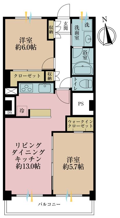 その他 2LDK、専有面積55.16m2、バルコニー面積6.48m2