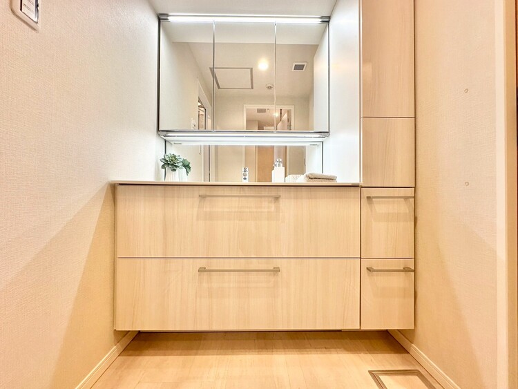 洗面 何かと物が増える場所だからこそ、スッキリと見映えの良い空間に。