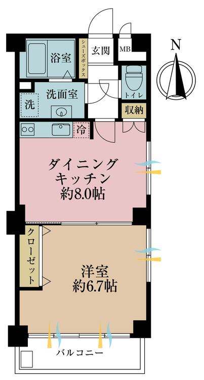 その他 1DK、専有面積43.12m2、バルコニー面積4.51m2