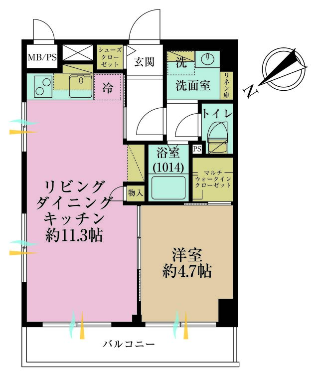 その他 1LDK、専有面積38.88m2、バルコニー面積5.94m2