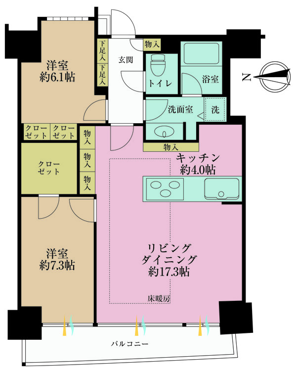 その他 2LDK、専有面積78.32m2、バルコニー面積10.65m2