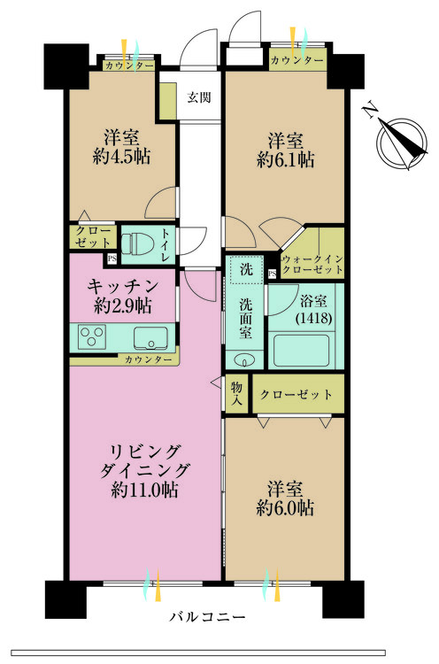 その他 3LDK、専有面積67.12m2、バルコニー面積8.55m2
