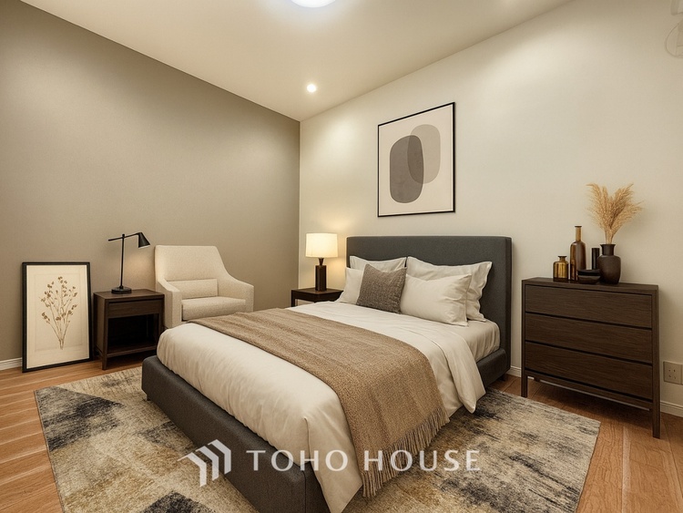 内装 ＊配置してある家具や小物はCGによるイメージ画像です。寝室は一日の疲れを癒す大切な空間。快適で落ち着けるおすすめの間取りです。