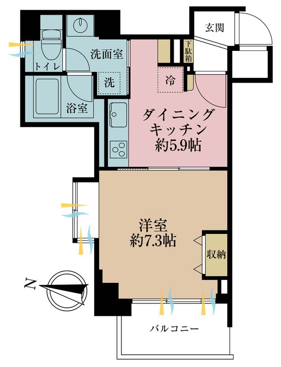 その他 1DK、専有面積33.34m2、バルコニー面積4.57m2