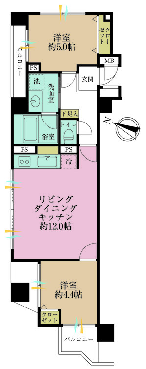 その他 2LDK、専有面積47.74m2
