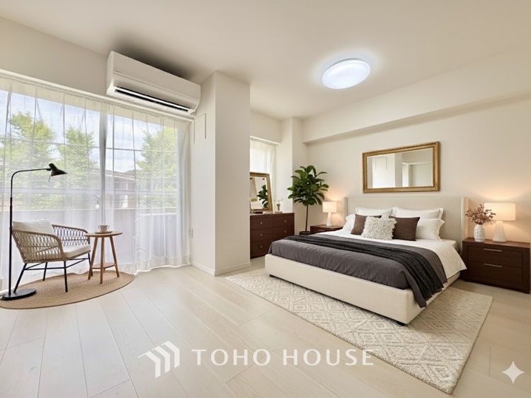 内装 ＊配置してある家具や小物はCGによるイメージ画像です。寝室は一日の疲れを癒す大切な空間。快適で落ち着けるおすすめの間取りです。