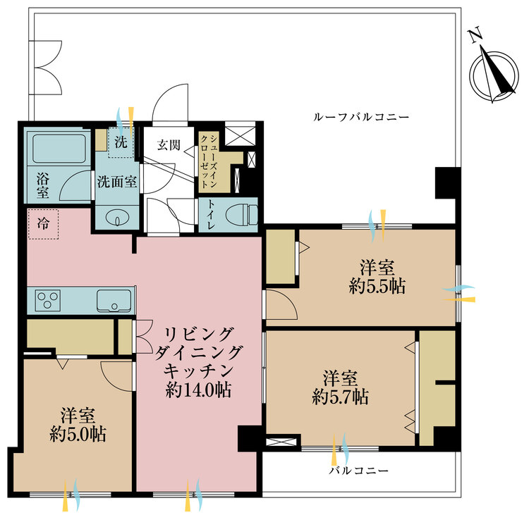 その他 3LDK、専有面積65.27?、バルコニー面積3.6? 