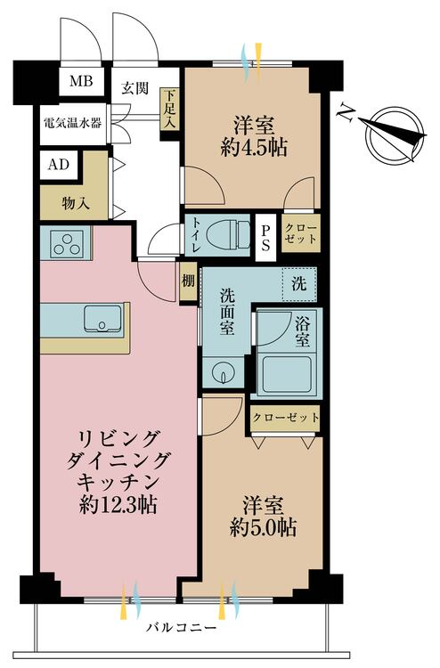 その他 2LDK、専有面積54m2、バルコニー面積5.4m2