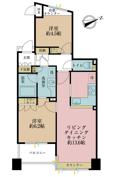 その他 2LDK、専有面積55.49m2、バルコニー面積4.8m2