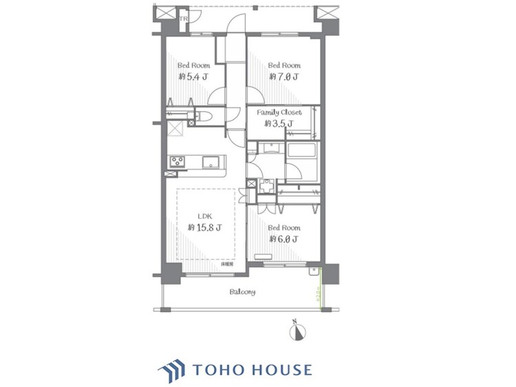 間取り 【house the light is illuminat】採光と風　家事導線も比較的良好で、風通しの良さで過ごしやすい麗(うら)らかな気分にさせてくれるリビング