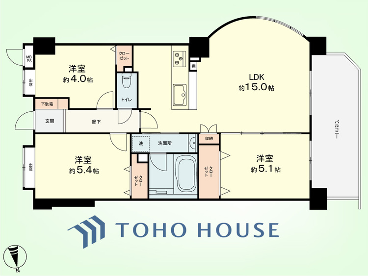 間取り 3LDK　専有面積68.17平米、バルコニー面積11.32平米