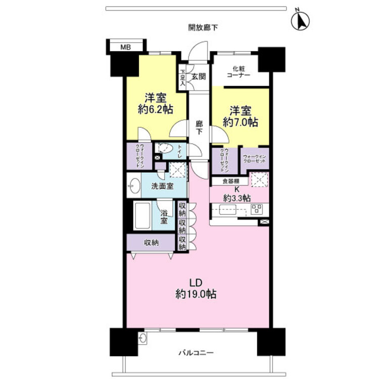 間取り ■最上階（15階）でバルコニーからは海やポートタワーが望めます♪