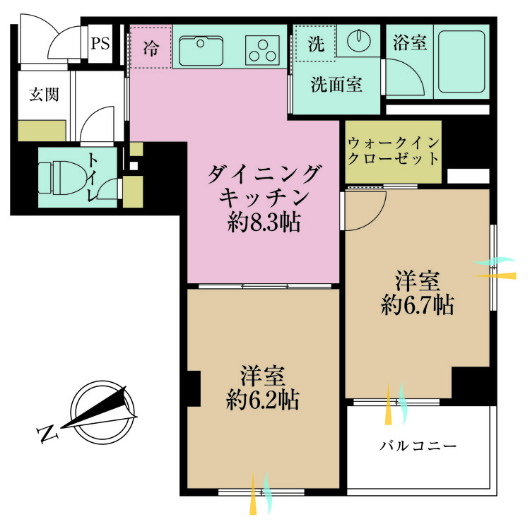 その他 2DK、専有面積50.93m2、バルコニー面積4.12m2