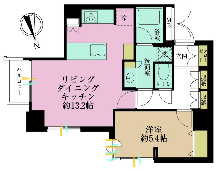 その他 1LDK、専有面積48.48m2、バルコニー面積2.21m2