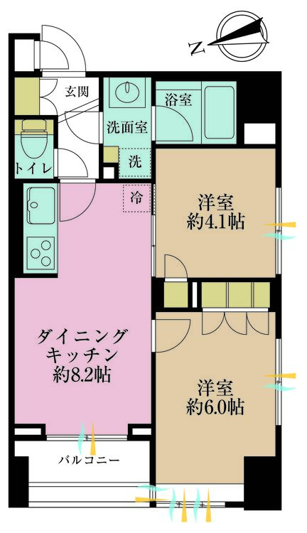 その他 2DK、専有面積42.29m2、バルコニー面積3.71m2