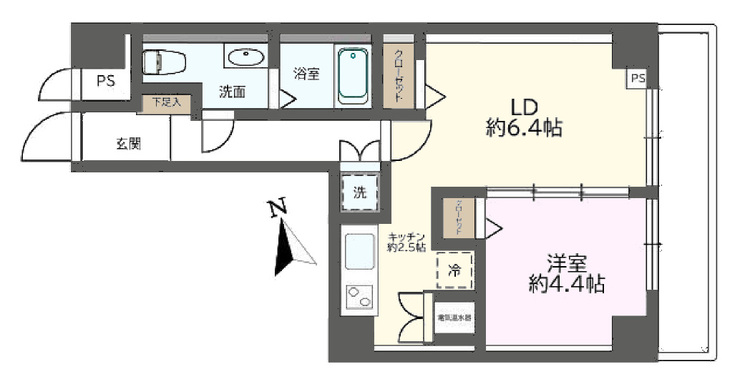 その他 1LDK、専有面積37.43m2、バルコニー面積4.9m2