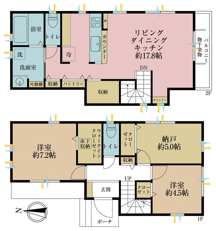 間取り ２ＳＬＤＫ、土地面積８２．４７平米、建物面積８８．３９平米