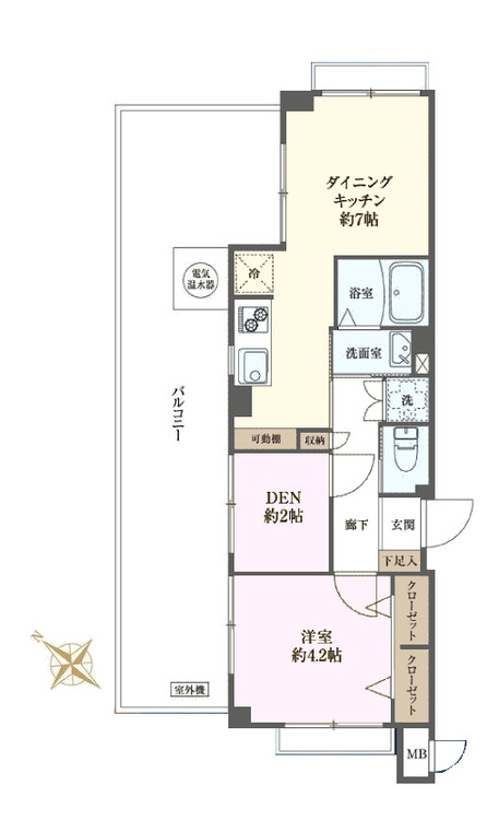 その他 1DK+S（納戸）、専有面積37.62m2、バルコニー面積18.8m2