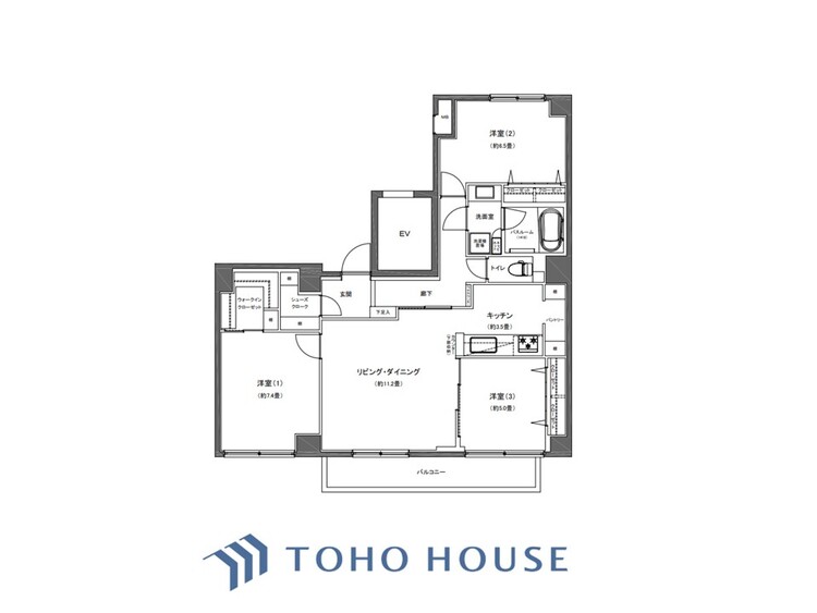 間取り 【Shining】◆輝く◆ドアを開けた先に広がる家族やすらぎのプライベート空間。広く開放されたWindow・Balconyから射しこむ眩いばかりの陽光が、リビング空間を鮮やかに映し出して