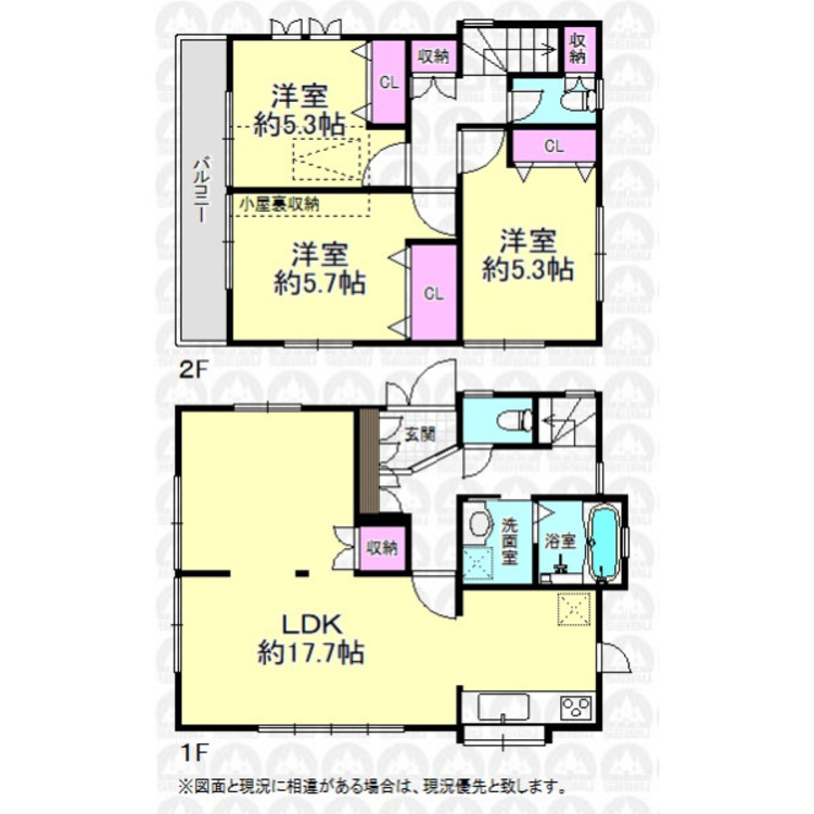 間取り 小屋裏収納付きの3LDK！