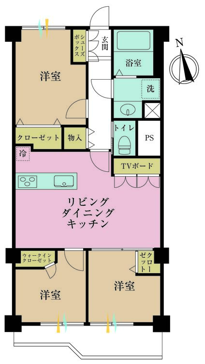 その他 3LDK、専有面積63.18m2、バルコニー面積8.5m2