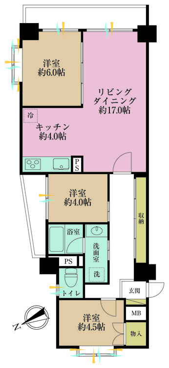 その他 3LDK、専有面積73.03m2、バルコニー面積8.28m2