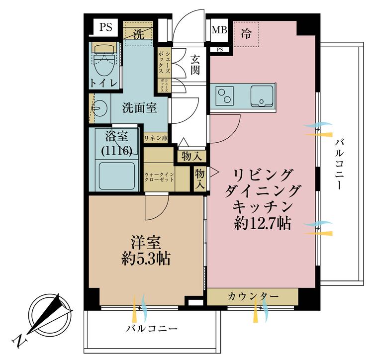 その他 1LDK、専有面積44.16m2、バルコニー面積4.2m2