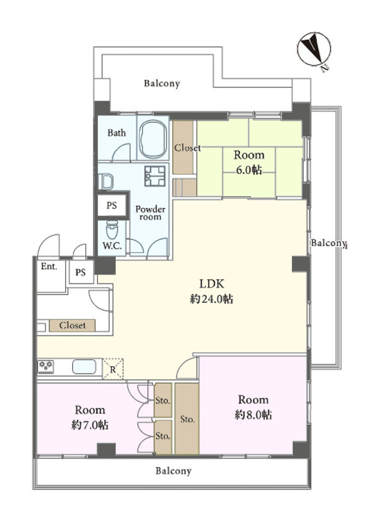 その他 3LDK、専有面積100m2、バルコニー面積33.96m2