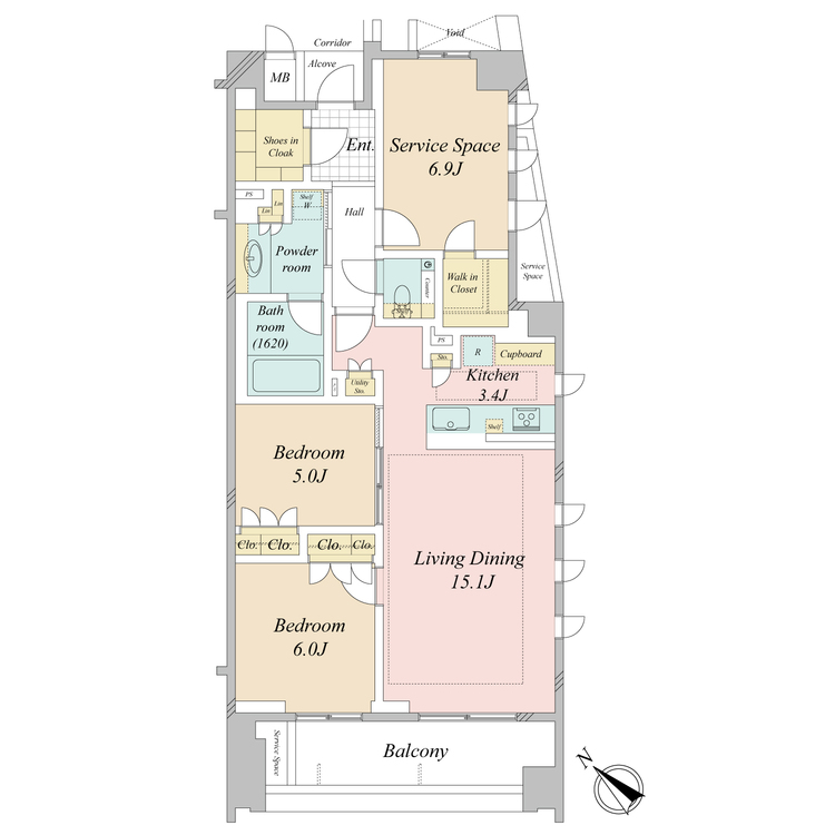 その他 2LDK+S（納戸）、専有面積83.47m2、バルコニー面積7.9m2