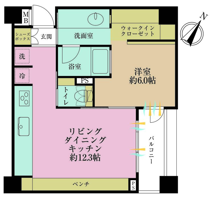 その他 1LDK、専有面積44.83m2、バルコニー面積4.18m2