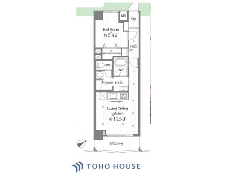 間取り 【house the light is illuminat】採光と風　家事導線も比較的良好で、風通しの良さで過ごしやすい麗(うら)らかな気分にさせてくれるリビング