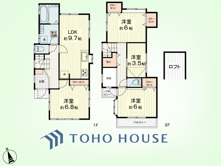 間取り 4LDK+ロフト　土地面積100.37平米、建物面積80.11平米