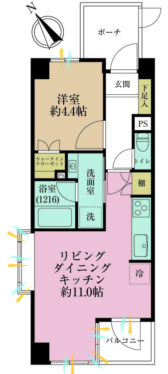 その他 1LDK、専有面積36.98m2、バルコニー面積2.52m2