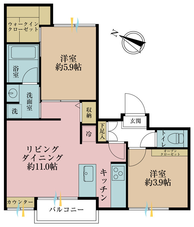 その他 2LDK、専有面積47.29m2、バルコニー面積2.65m2