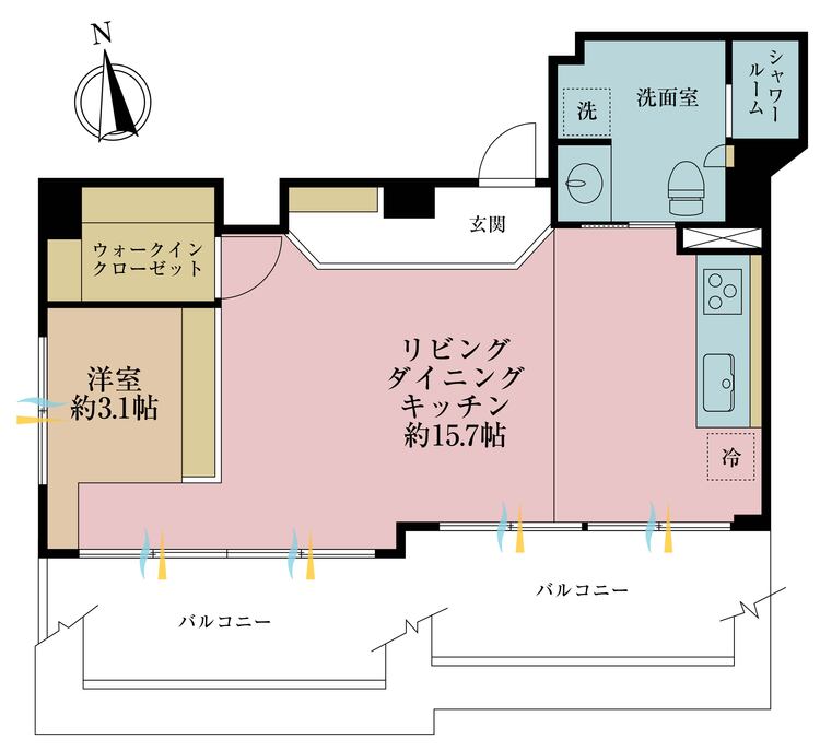 その他 1LDK、専有面積43.9m2