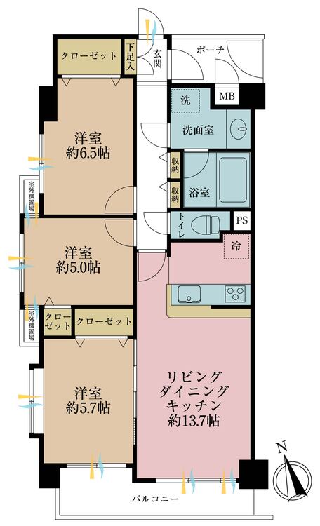 その他 3LDK、専有面積70.7m2、バルコニー面積6.75m2