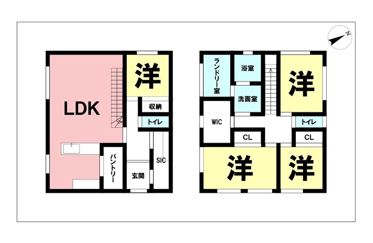 間取り 4LDK+WIC、パントリー、シューズクローク【敷地面積119.24m2(36.07坪)】