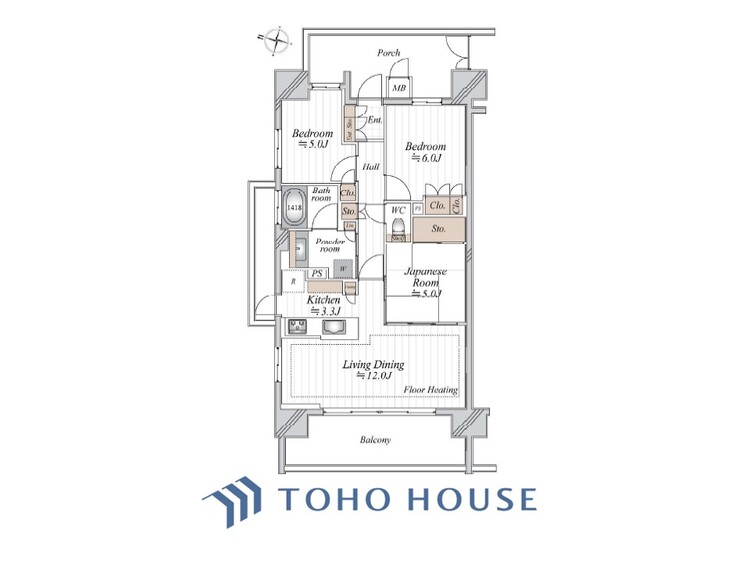 間取り 暮らし続けることで、住まいの意味を問いかける。団欒を育むスペースは通風・日当たり良好で、窓を開けるとすこやかな風が吹き抜けます。