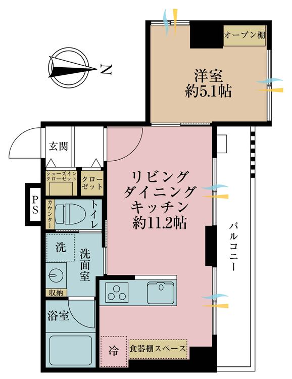 その他 1LDK、専有面積37.21m2、バルコニー面積5.75m2
