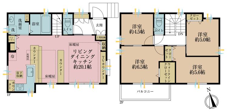 間取り ４ＬＤＫ、土地面積１０３．０４平米、建物面積９７．１９平米