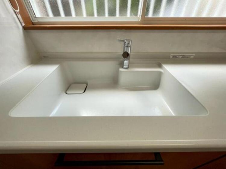 キッチン 鍋や大皿も洗える広々としたシンクです。