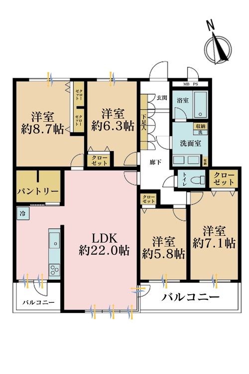 その他 4LDK、専有面積116.25m2、バルコニー面積11.55m2