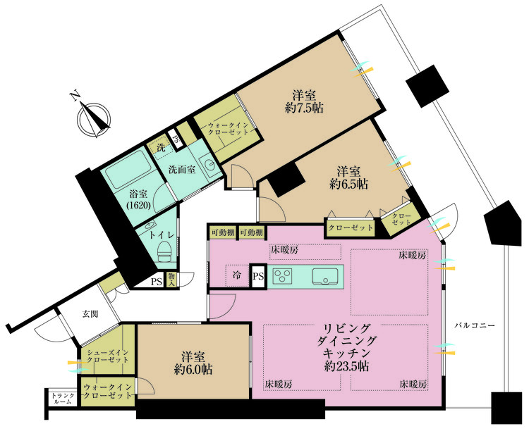 その他 3LDK、専有面積105.66m2、バルコニー面積25.37m2