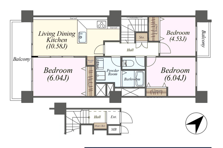 その他 3LDK、専有面積70.6m2、バルコニー面積10.55m2